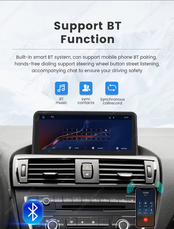 MEKEDE Linux Autoradio mit 12,3 Zoll Display für BMW 1er 2er 3er 4er Serie (F20 F21 F22 F23 F30 F31 F34 F32 F33 F36) mit kabellosem CarPlay und Android Auto, Schwarz - Bild 6