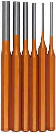 KS Tools 162.2122 Durchtreiber-Satz aus Stahl, 6-teilig, Farben: Gold und Orange, Größen: 3 mm, 4 mm, 5 mm, 6 mm, 8 mm, 10 mm - Bild 1