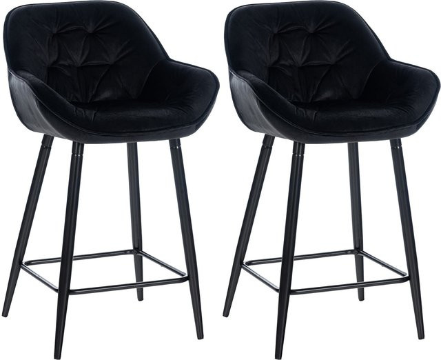 CLP 2er Set Barhocker Gibson aus Samt in Schwarz mit Sitzhöhe 76 cm - Bild 1