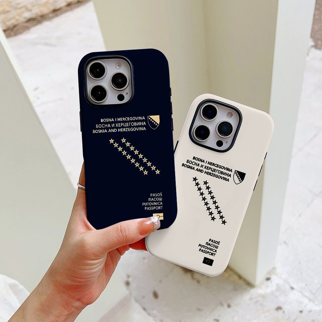 Potdemiel Passhülle Bosnien und Herzegowina für iPhone 11 bis iPhone 17 Pro Max mit doppellagiger Abdeckung - Bild 1