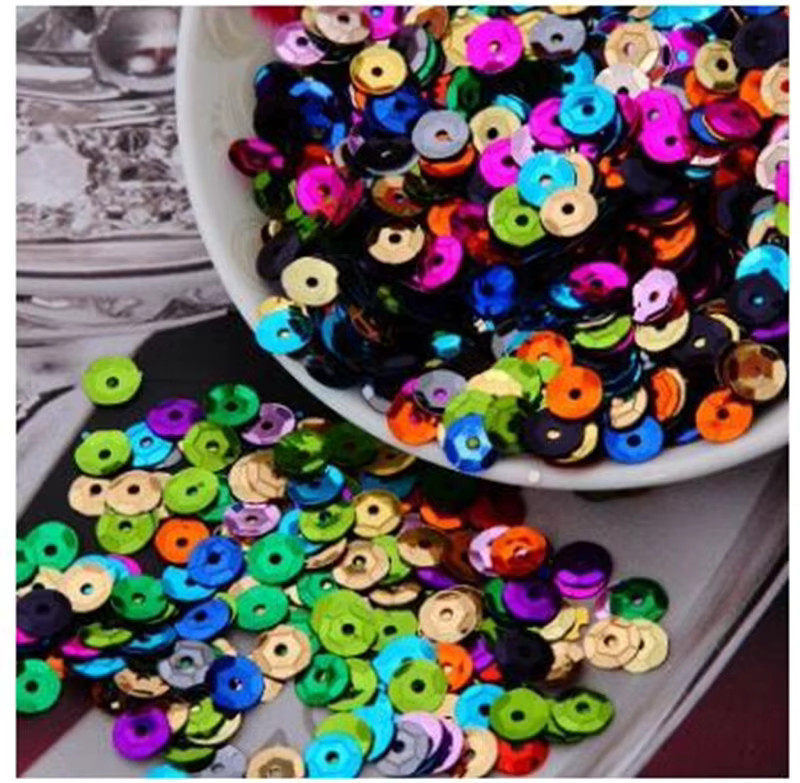 Bunte Pailletten aus PVC für Handwerk und Bekleidung, runde Form, verschiedene Größen 4mm, 5mm und 6mm, 10g - Bild 2