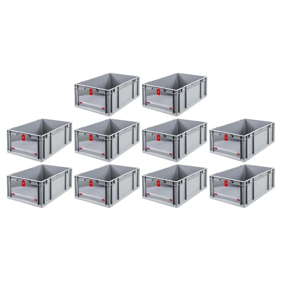 PROREGAL SparSet 10x Eurobox NextGen Insight Cover mit verstärkten Wänden, Farbe: Rot, H x B x T: 22 x 40 x 60 cm, 44 Liter - Bild 2