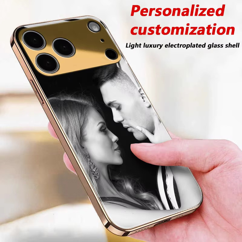 Personalisierte iPhone Handyhülle mit Fotospiegelglas in Gold für verschiedene Apple iPhone Modelle - Bild 3