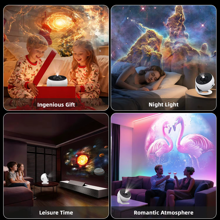 AUSYLE Galaxy Projector PRO Nachtlicht in Weiß mit 25 4K Projektionsmustern und modernem Design - Bild 6