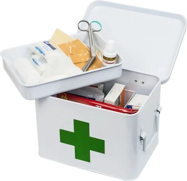 HMF Hausapotheke Medikamenten Aufbewahrungsbox aus Stahlblech in Weiß B/T/H: 23 x 17 x 16 cm - Bild 1