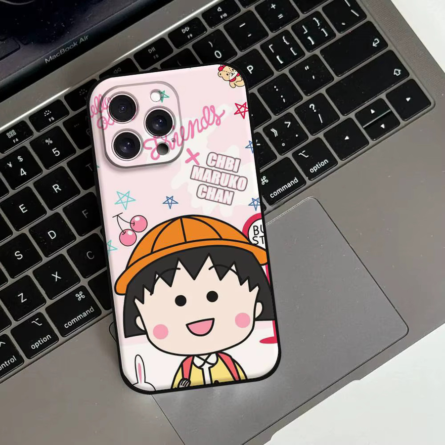 Chibi Maruko Chan Handyhülle für iPhone 11 bis iPhone 17 Pro Max in Schwarz und Multicolour als weiche Schutzhülle - Bild 4