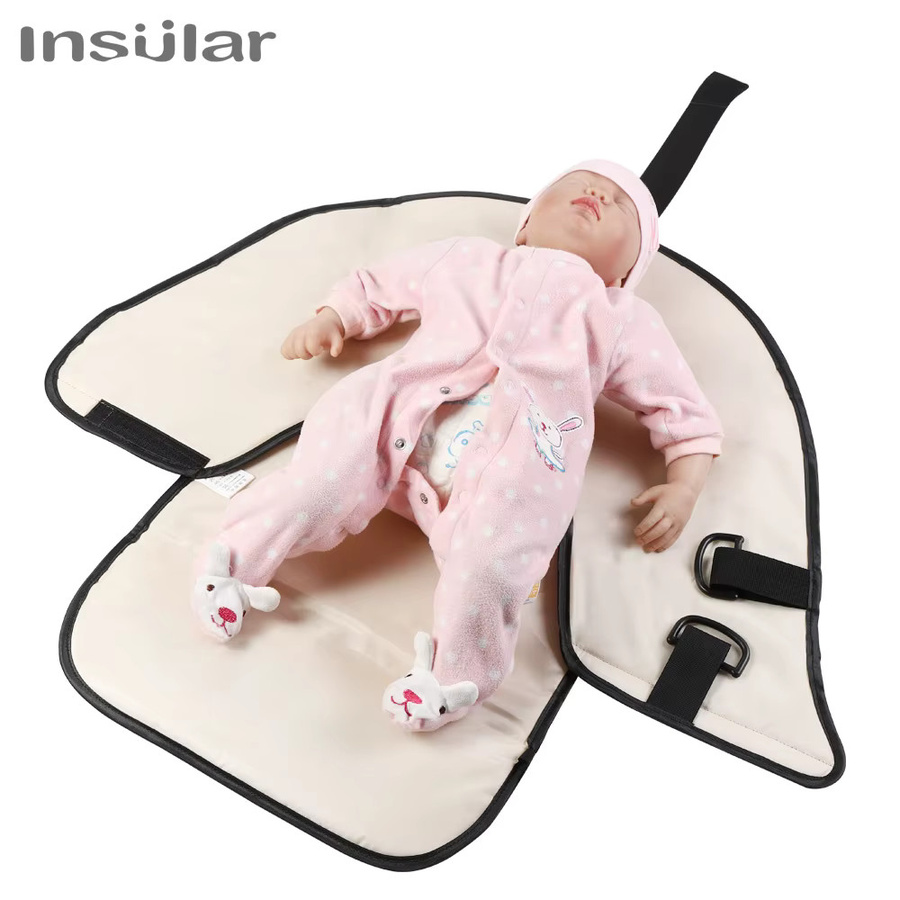 Tragbare 2-in-1 Baby-Wickelunterlage von Insular in Pink, wasserdichte und faltbare Wickelmatte mit Aufbewahrungstasche für unterwegs - Bild 2