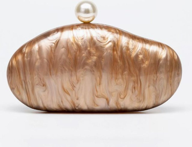 Weft Clutch-Tasche Perlmutt-Acryl, Eiform, gold, Damen, 23,5 cm - Bild 1
