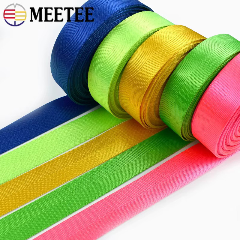 Meetee Nylon Gurtband als DIY Nähzubehör für Hundehalsbänder und Rucksäcke, 2 Meter Länge, Farben: Braun und Mehrfarbig - Bild 3