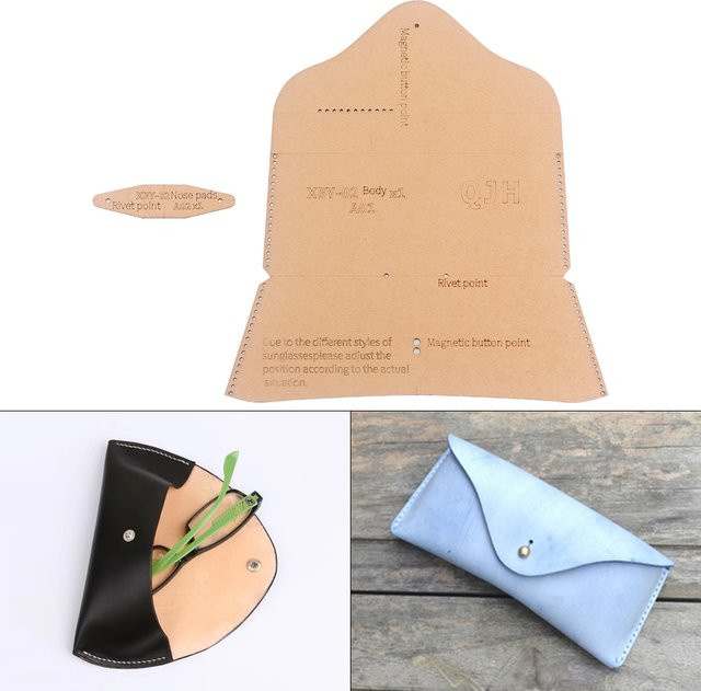 QJH DIY Leder Handarbeits-Set zur Herstellung einer Brillenaufbewahrungsbox aus Kraftpapier mit Nähvorlage - Bild 1