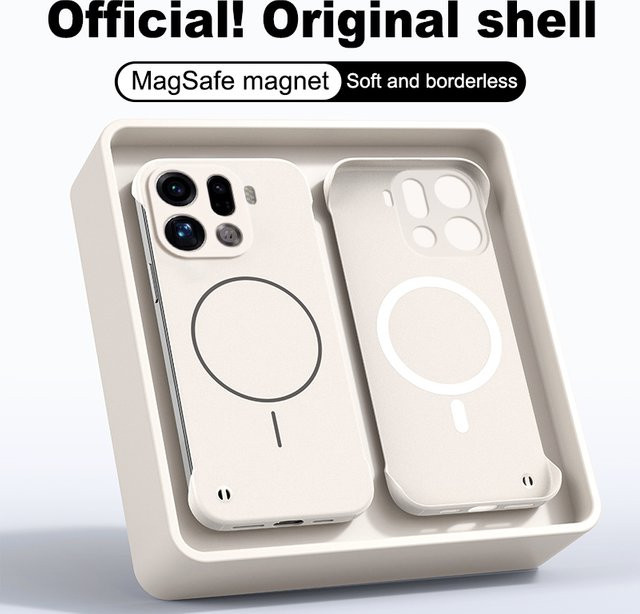 Magnetische und stoßfeste PC-Hülle für Oppo Find X9, X8, X8S und X7 Pro Ultra in mattem Design, rahmenlos und dünn, Farben: Beige und Weiß - Bild 1