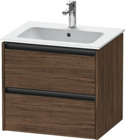 Duravit Waschtischunterschrank Ketho.2 in Nussbaum Dunkelbraun mit 2 Schubladen, wandhängend, B: 61 cm, T: 48 cm, H: 55 cm - Bild 1