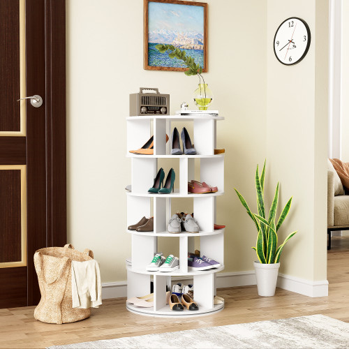 Schuhregal GL Store Weiss mit 5 Ebenen, Höhe: 115 cm, Breite: 60 cm, Tiefe: 60 cm - Bild 2