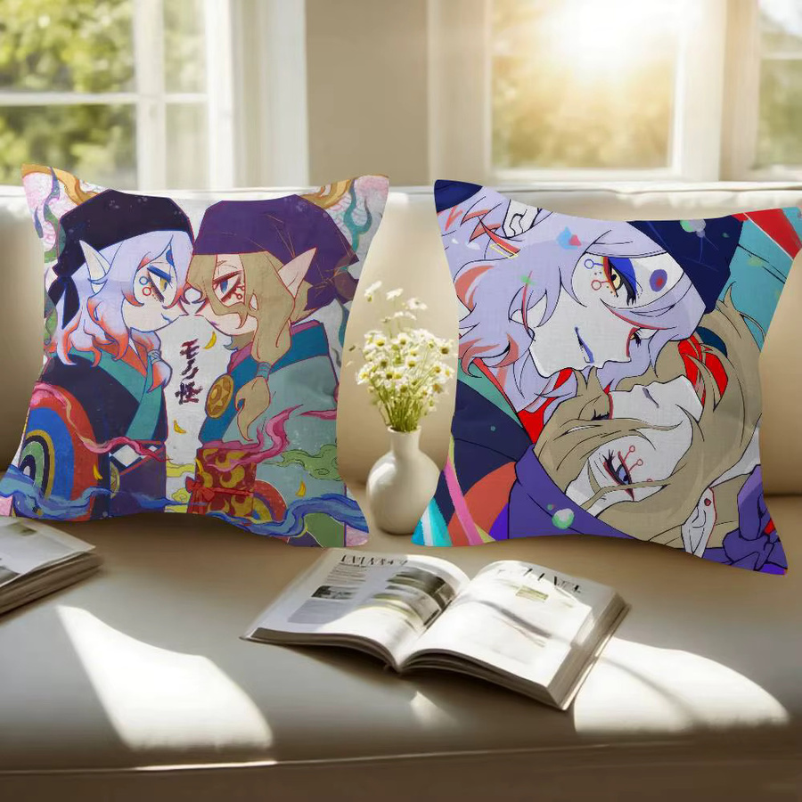 Kayou Anime Mononoke Kusuriuri Kissenbezug im Farmhouse-Stil, quadratische Dekokissenhülle, Multicolour, Breite: 30 cm, Höhe: 30 cm - Bild 1