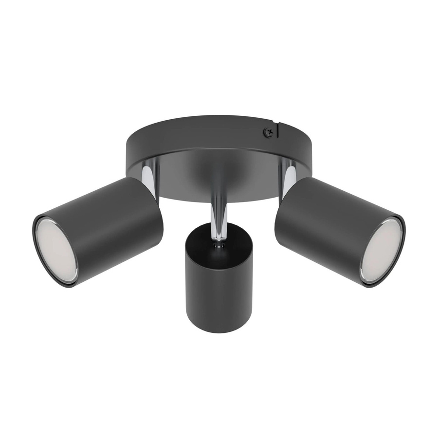 Eglo Spot Reciso-E 3-flammig Wandleuchte Schwarz Metall mit GU10 Fassung, B/T/H: 8,5 x 8,5 x 14 cm - Bild 2