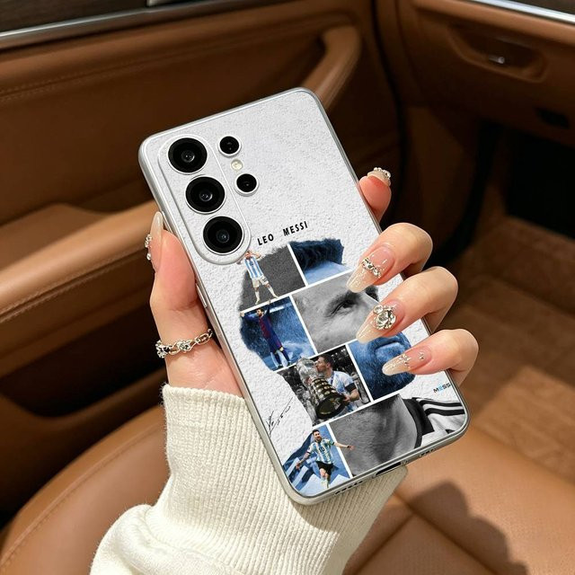 Transparente Handyhülle mit Messi Fußballspieler Motiv für Samsung Galaxy S25 S24 S23 S22 S21 S20 Ultra Plus FE Lite 5G - Bild 1