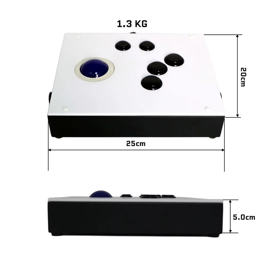 FightBox R6 USB Arcade Controller mit Sanwa Buttons und LED-beleuchtetem Trackball in Weiß für PC, MAME und RetroArch - Bild 2