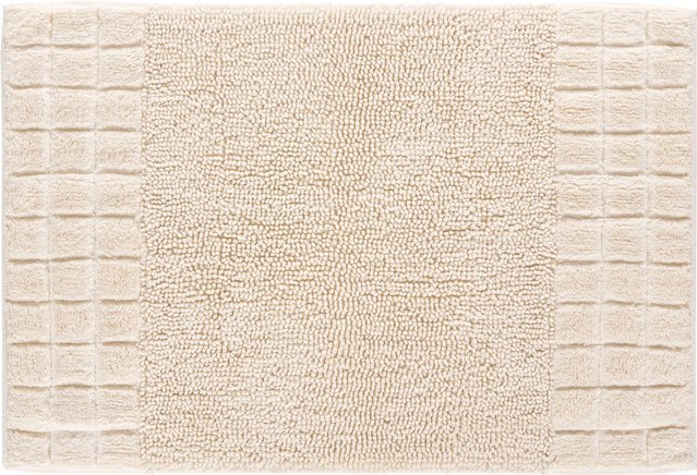 Badteppich aus 100% Baumwolle in Beige, rechteckig und rutschhemmend, für Fußbodenheizung geeignet - Bild 1