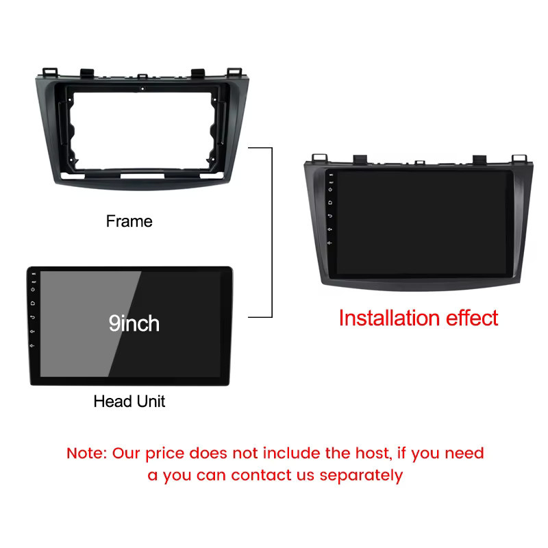 YELLOBERRY 2 DIN Radio Blende für Mazda 3 2010–2012 in Schwarz als Montage Rahmen für Stereo Panel und Dash Headunit - Bild 3
