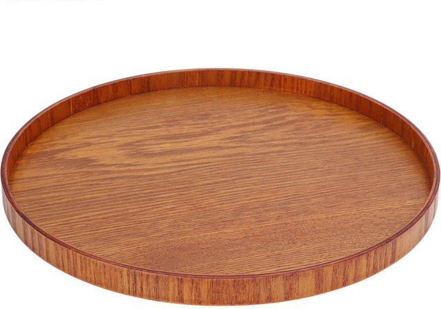 Rundes Holz Serviertablett von CosyHome in Braun mit 27 cm Durchmesser - Bild 1