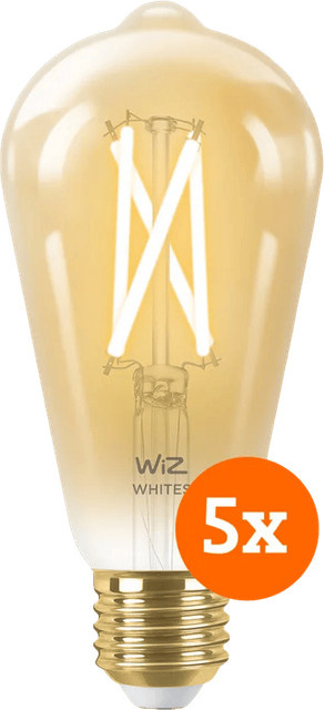 WiZ Smarte LED Filamentlampe Edison im 5er-Pack, E27, Transparent, Warmweiß bis Kaltweiß mit WLAN und Bluetooth - Bild 1