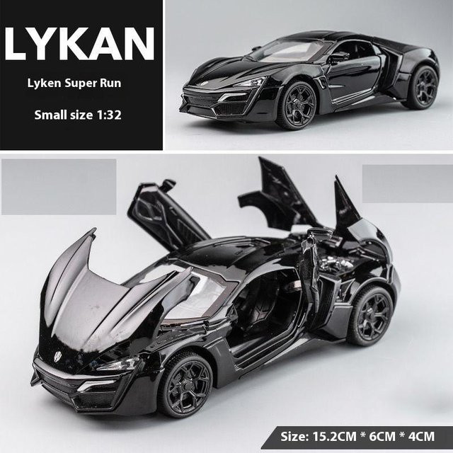 Linyi toy car Lykan Hypersport Super Sportwagen, Modell Fahrzeug, 1:32, Metall, mit Licht und Ton, ab 18 Jahre - Bild 1