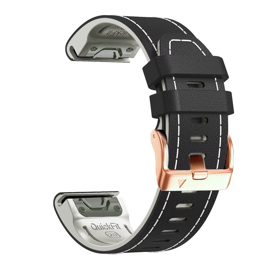 JSPSTA Uhrenarmband Leder-Silikon, 20mm, Schwarz, Damen - Bild 3