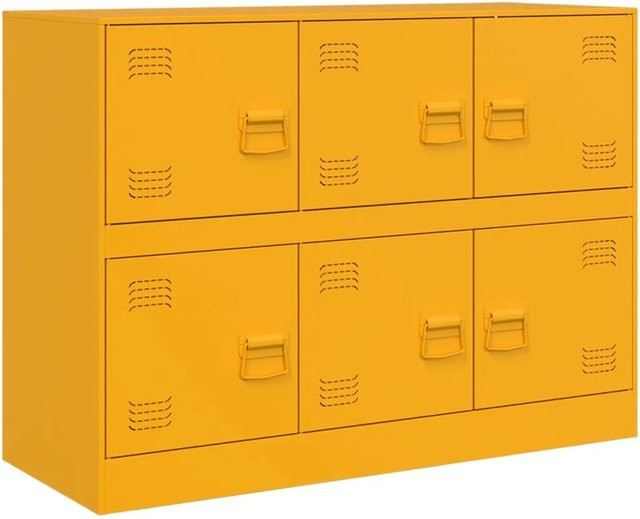 vidaXL Sideboard aus kaltgewalztem Stahl in Senfgelb, B/T/H: 99 x 39 x 73 cm - Bild 1