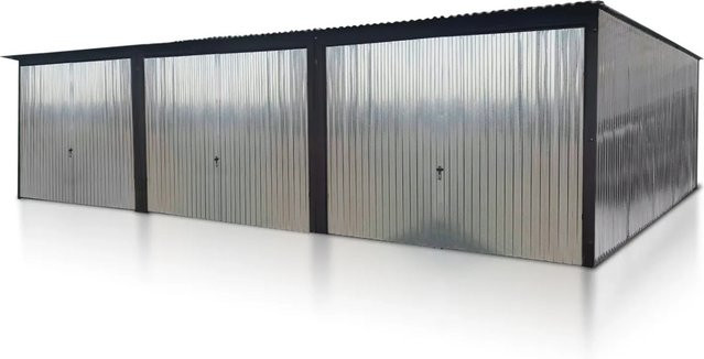 Liderstal Dreifachgarage Basic aus Blech in Silber verzinkt mit Pultdach und Schwingtor, B/T/H: 900 x 500 x 213 cm - Bild 1