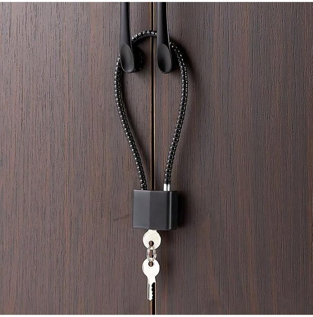 Robustes Stahldraht-Kabelschloss mit Kombinationsfunktion in Schwarz mit mattem Metall-Finish - Bild 1