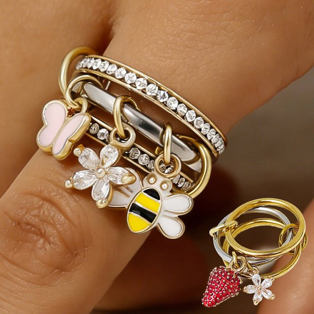 Spinelli-Ringe Edelstahl, Gold, mit Zirkonia, Damen - Bild 1