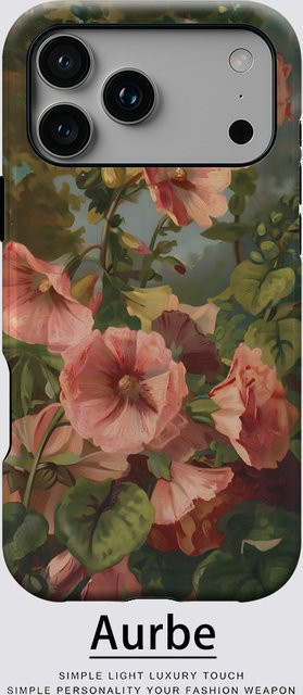 Potdemiel Magnetische Handyhülle mit Hollyhock Ölgemälde für iPhone 17 16 15 14 13 Pro Max Plus, Mehrfarbig - Bild 1