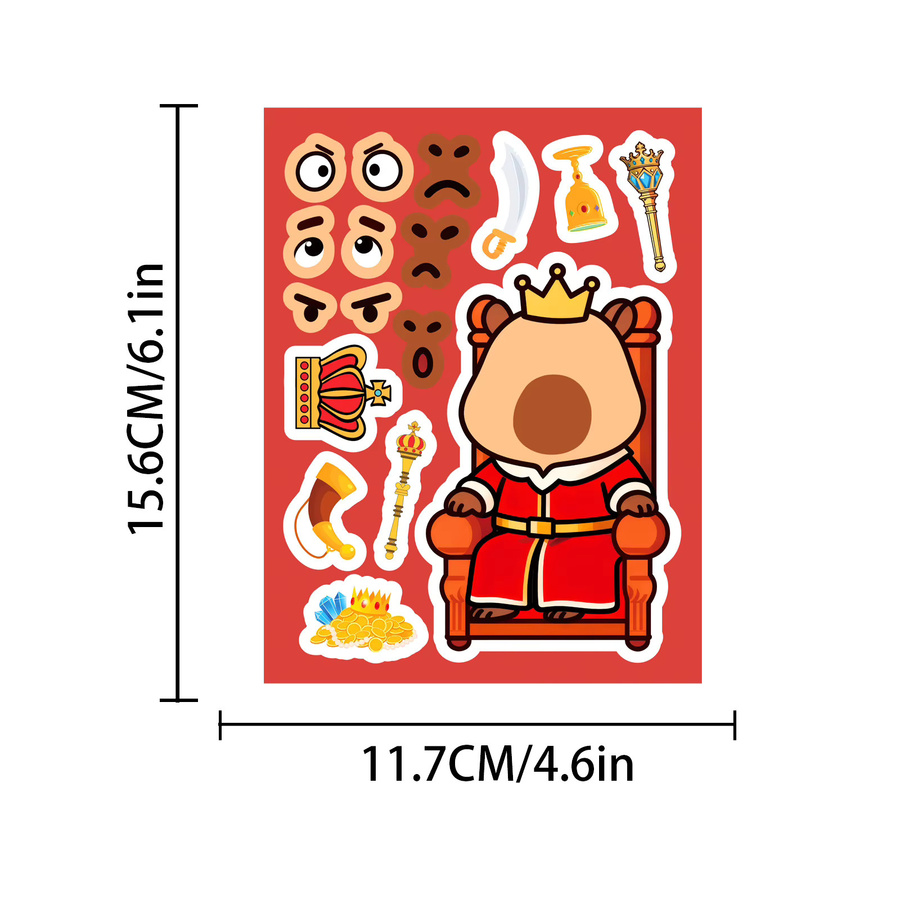 8er-Pack bunte Cartoon-Capybara-Gesichtsaufkleber aus Papier für Notizbücher, Gepäck und Kühlschränke - Bild 2