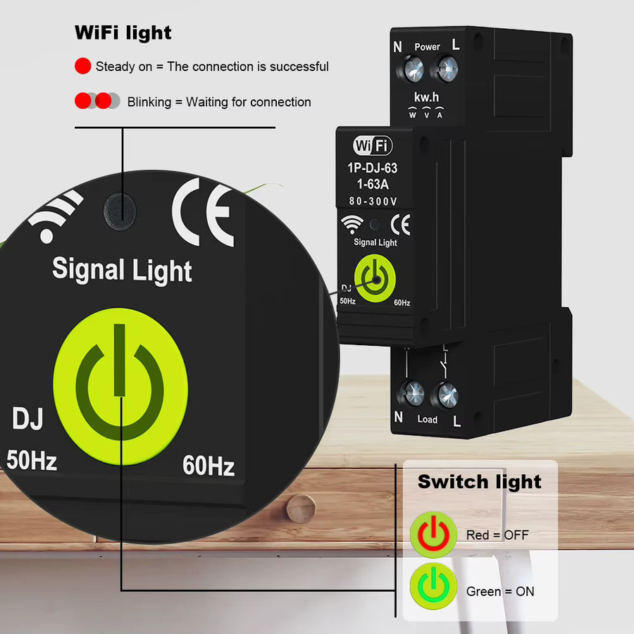 Tuya WiFi Smart Circuit Breaker MCB mit bidirektionaler Energiemessung und Timer in Schwarz - Bild 5