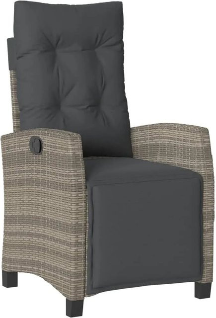 vidaXL Gartensessel mit verstellbarem Fußteil aus Poly Rattan in Grau - Bild 1