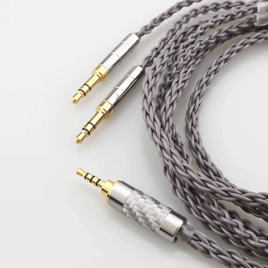 Hifiman Audio-Adapter Kopfhörerkabel mit 8 Kernen, 4-poligem XLR auf 2,5 mm und 3,5 mm Jack, Grau - Bild 3