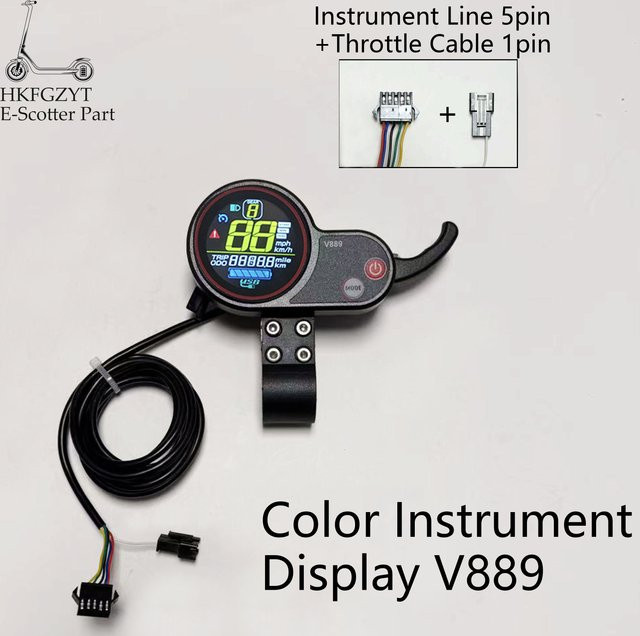 Kugoo V889 Farbdisplay mit Drehgashebel und USB für TF-100 M4 E-Scooter, Schwarz - Bild 1