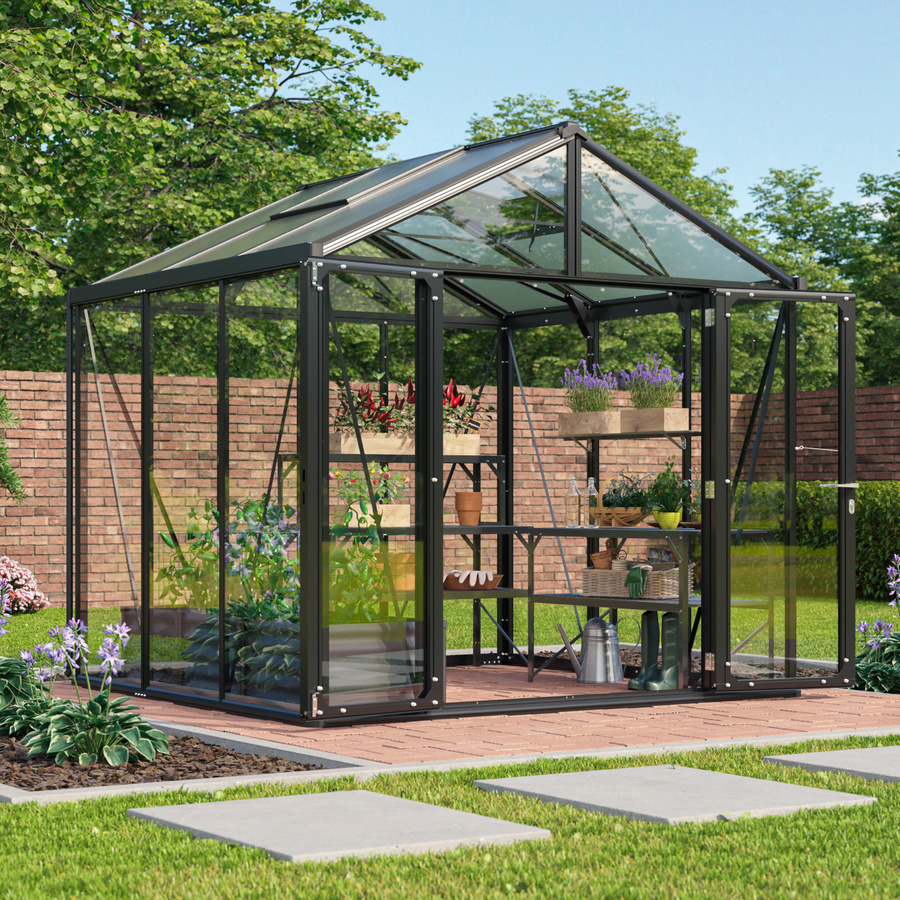 Vitavia Gewächshaus Zeus Comfort 6200 in Schwarz mit 3 mm ESG-Glas und 10 mm HKP-Dämmung, 6,2 m² - Bild 3