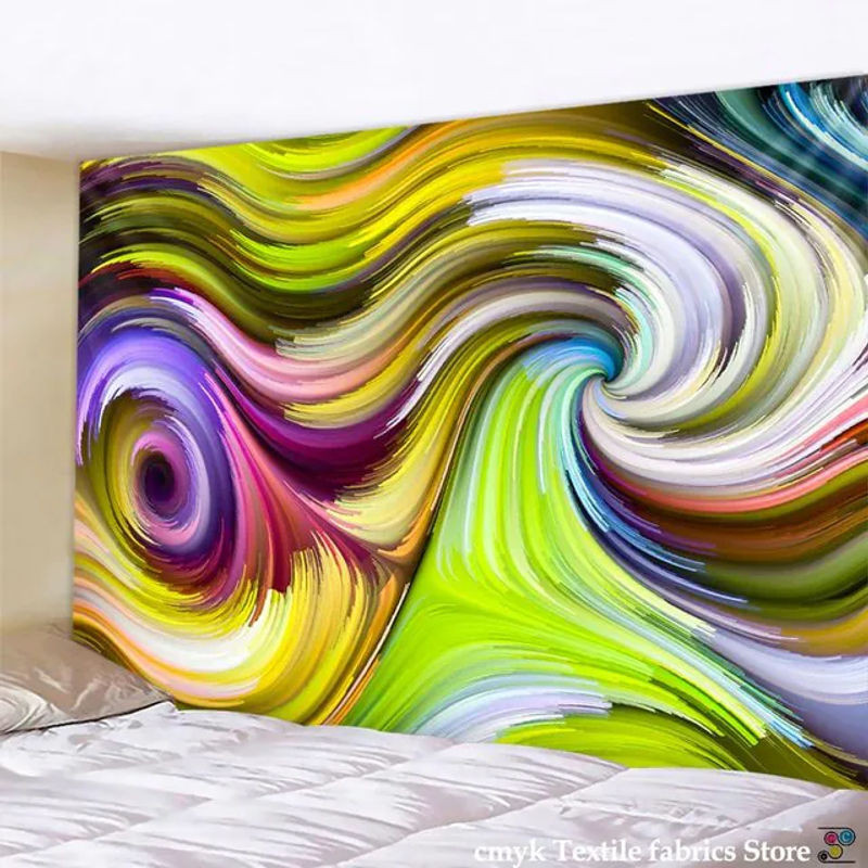 Psychedelischer Wandteppich Super Six mit abstraktem Landschaftsmotiv in Mehrfarbig, B/H: 95 x 70 cm - Bild 1