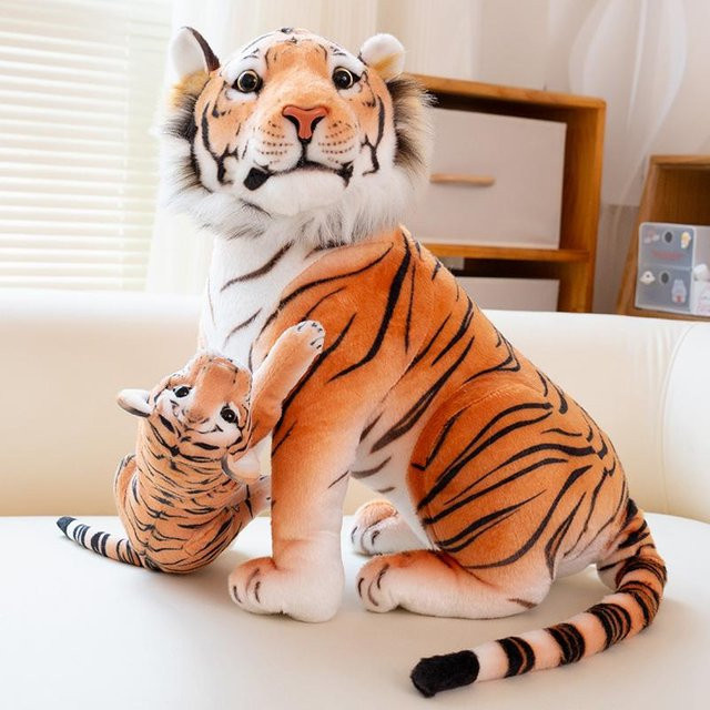 Kidsly Plüsch Tiger Leoparden Löwen Mutter und Sohn, Puppen, 40cm - Bild 1