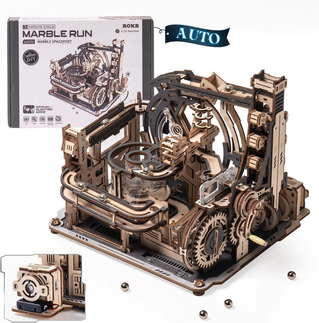 ROBOTIME Rokr Elektrischer Marmorlauf mit Licht, 3D-Puzzle-Spielzeug, ab 14 Jahren - Bild 1