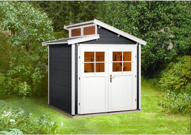 WEKA Holz-Gartenhaus mit Pultdach in Anthrazit und Weiß, modernes Design aus europäischer Fichte, B/H/T: 231 x 252 x 209 cm - Bild 1