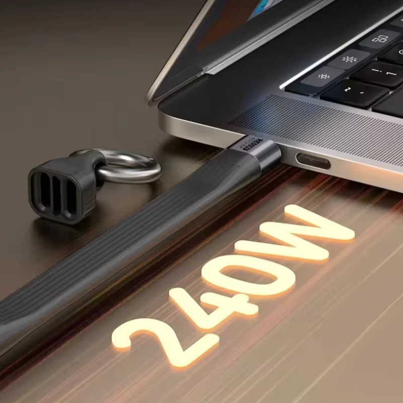 NNBILI PD240W USB Typ-C Ladekabel mit Schlüsselanhänger für schnelles Laden und 8K Datenübertragung, Gelb - Bild 3
