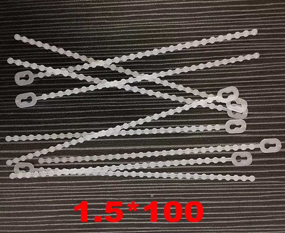 100 Stück wiederverwendbare Nylon Kabelbinder in Weiß mit Perlenknoten und Kugelverschluss, Breite: 1,5 mm, Länge: 100 mm - Bild 2