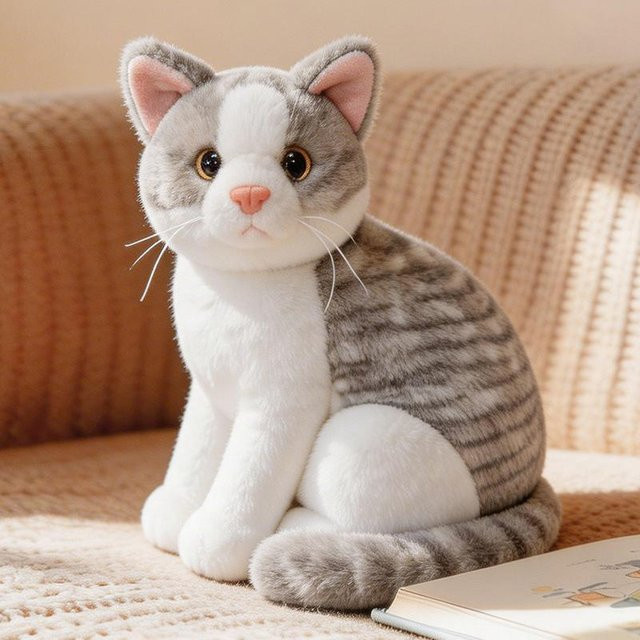 Sitzende Katzen-Plüschtier-Kollektion, Dreifarbig Getigert, 26cm - Bild 1