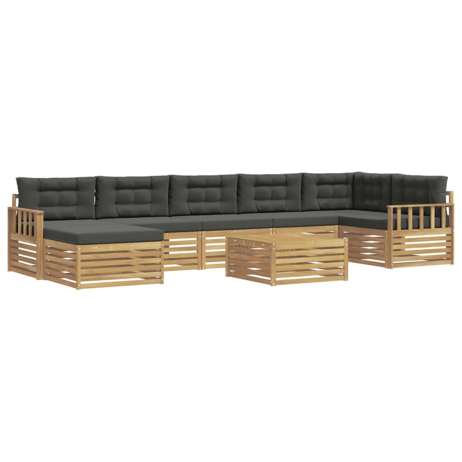 vidaXL Outdoor-Sofagarnitur L-Form aus Akazienholz mit 8 Kissen in Weiß und Anthrazit - Bild 2