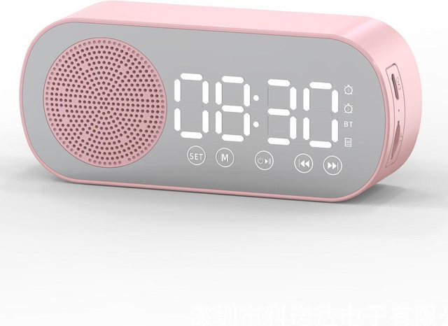 Tooarts Bluetooth-Lautsprecheruhr als multifunktionaler intelligenter digitaler Spiegelwecker in Rosa - Bild 1