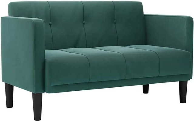 vidaXL Zweisitzer-Sofa in Dunkelgrün aus Samt mit modernem Design, B/T/H: 124 x 74,5 x 67 cm - Bild 1
