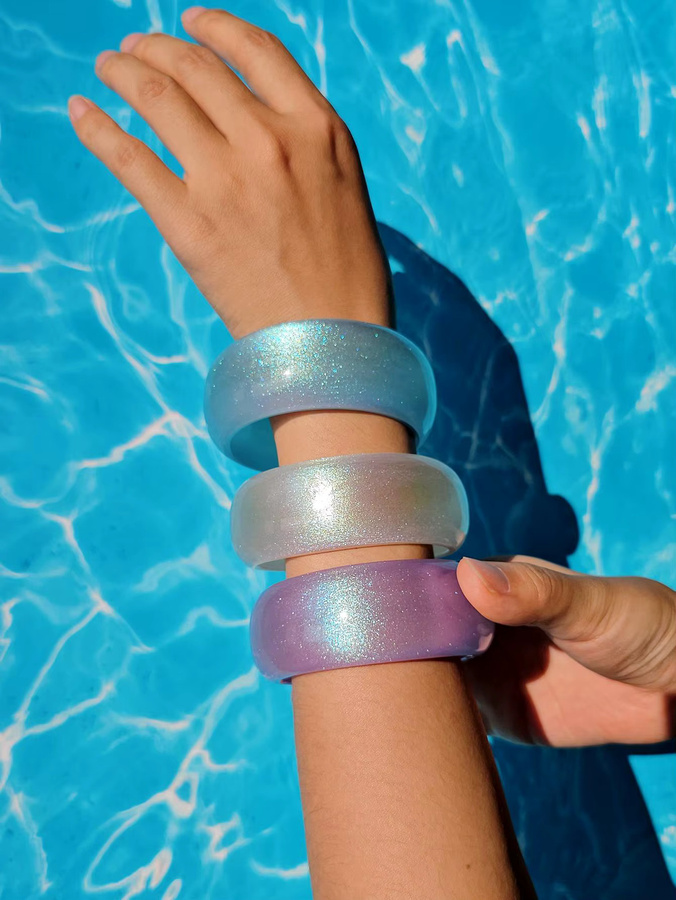 HUANZHI Armband, Bunte Laser Gradienten Runde Harz, Damen - Bild 3
