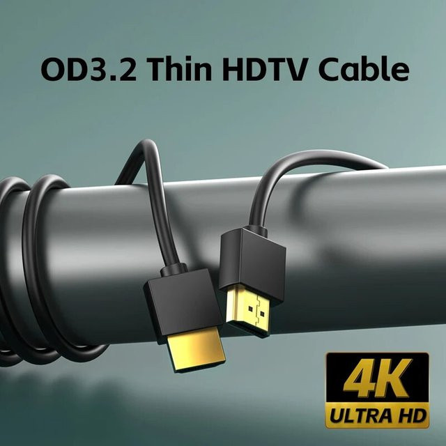 Ultra dünnes HDMI 2.0 Kabel in Schwarz, 4K @ 60Hz, Länge: 30,48 cm - Bild 1